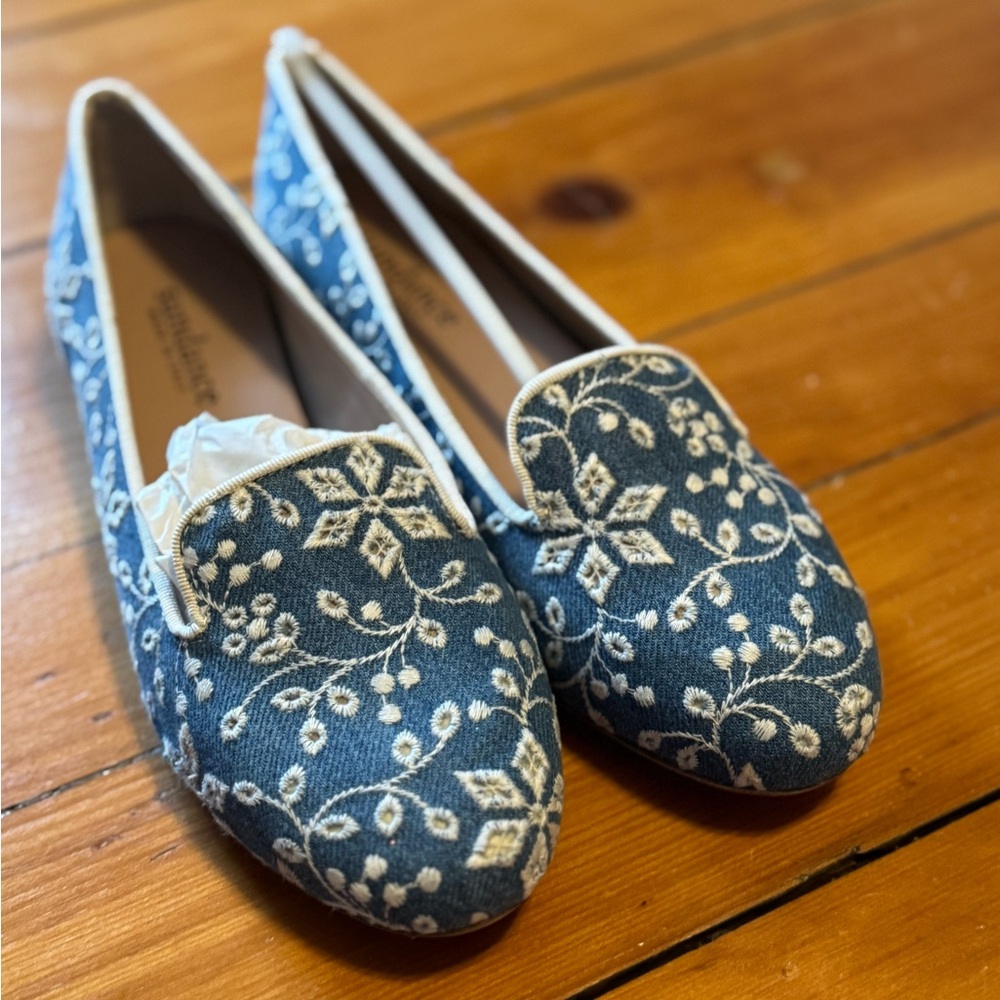 Sundance Blue and Cream Floral Loafers